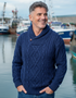 Men's Merino Wool Aran Shawl Neck Sweater | DWB