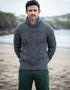 Aran Merino Wool Shawl Neck Sweater | Slate