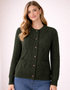 Inagh Ladies Aran Cardigan | Army Green | 100% Worsted Wool