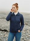 Aran Full Zip Cardigan | Denim Marl