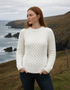 Ladies Slim-Fit Aran Sweater | Premium Merino Wool | Natural