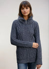 Aran Bikers Claddagh Side Zip Cardigan | Army Green