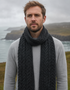 Aran Pure Wool Scarf | Charcoal