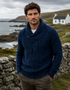 Aran-Pullover mit Schalkragen aus Merinowolle für Herren | DWB