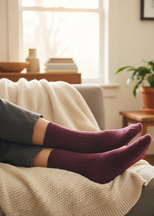 West of Ireland Cashmere Mix Socks | Wine