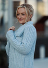 Aran Bikers Claddagh Side Zip Cardigan | Sky Blue