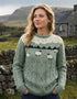 Unisex Pure Wool Sheep Aran Sweater | Sage Green