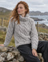 Women's Aran Cowl Neck Chunky Sweater | Grey - Clearance