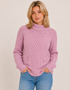 IrelandsEye Polo-Pullover im Aran-Stil | Haferflockenfarben