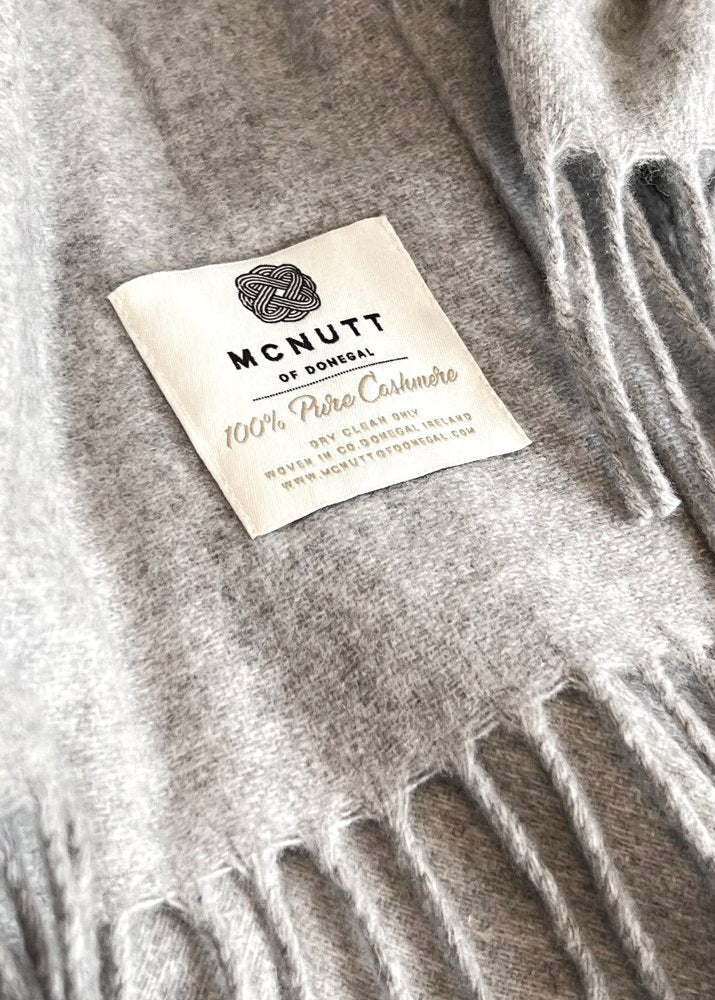 Mcnutt 100% Cashmere Throw | Natural and Dove