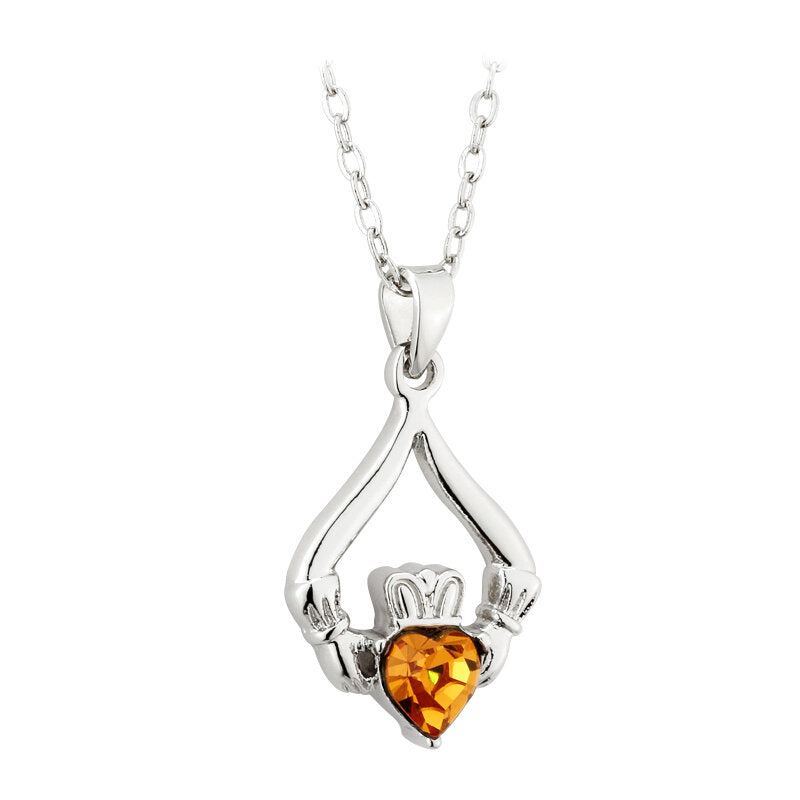 Birthstone Claddagh Necklace - 12 Months