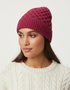 Aran Merino Wool Hat - Raspberry Marl
