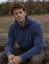 Men's Lambswool Quarter Zip Sweater - Blue Stone | IrelandsEye Knitwear
