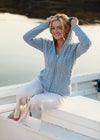 Aran Hooded Cardigan | Sky Blue