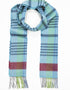 Irish Cashmere Wool Scarf | Grey Blue Burgundy Check