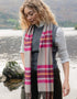 John Hanly Merino Scarf | Pink Wine Orange Stone Check