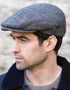 Mucros Trinity Cap | Grey Herringbone Wool Flat Cap