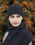 Aran Crafts Merino Wool Heart Scarf - Charcoal Grey