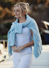 Aran Bikers Claddagh Side Zip Cardigan | Sky Blue