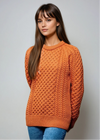 Ladies Slim-Fit Aran Sweater | Terracotta