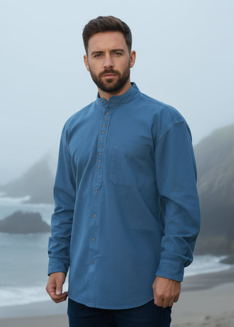 Civilian Men's Grandfather Shirt | Ink Blue