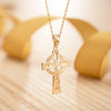 14K Gold Hand Engraved Celtic Cross Pendant