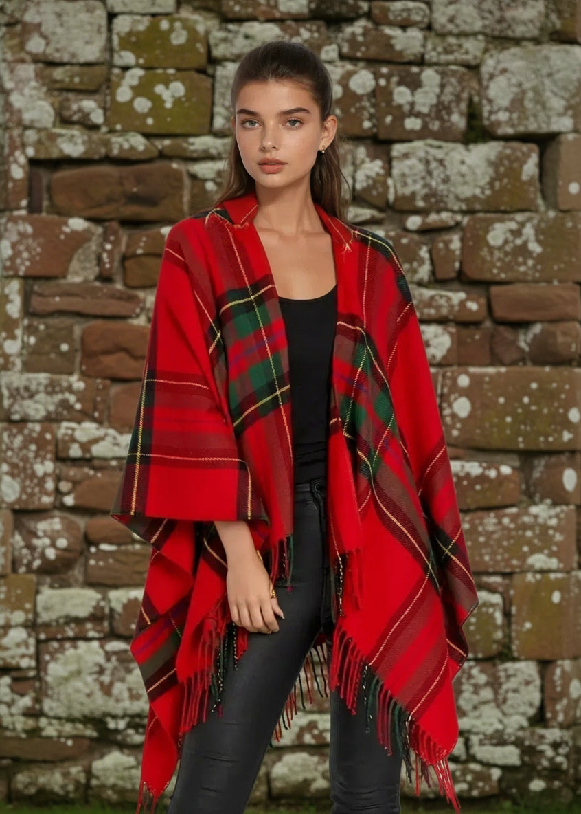 Jimmy Hourihan Fringed Shawl | Red Plaid Design