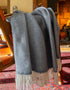 John Hanly Oversized Cashmere Throw - Grey Herringbone