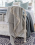 Oversize Merino Wool Cashmere Throw Pale Grey & Cream Herringbone