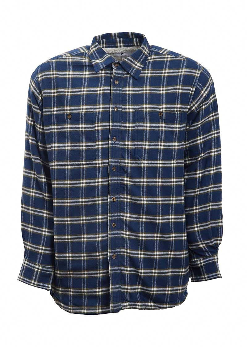 Lee Valley Fleece Lined Shirt | Navy Green Check