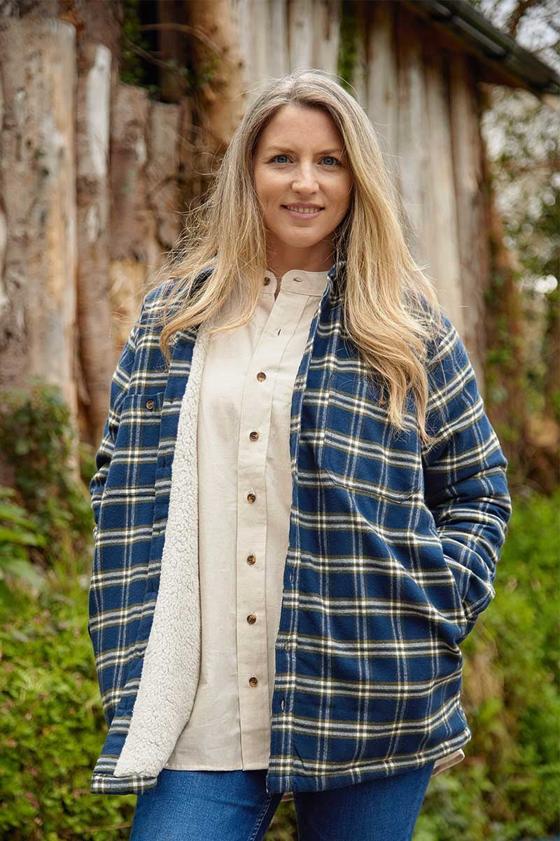 Lee Valley Fleece Lined Shirt | Navy Green Check