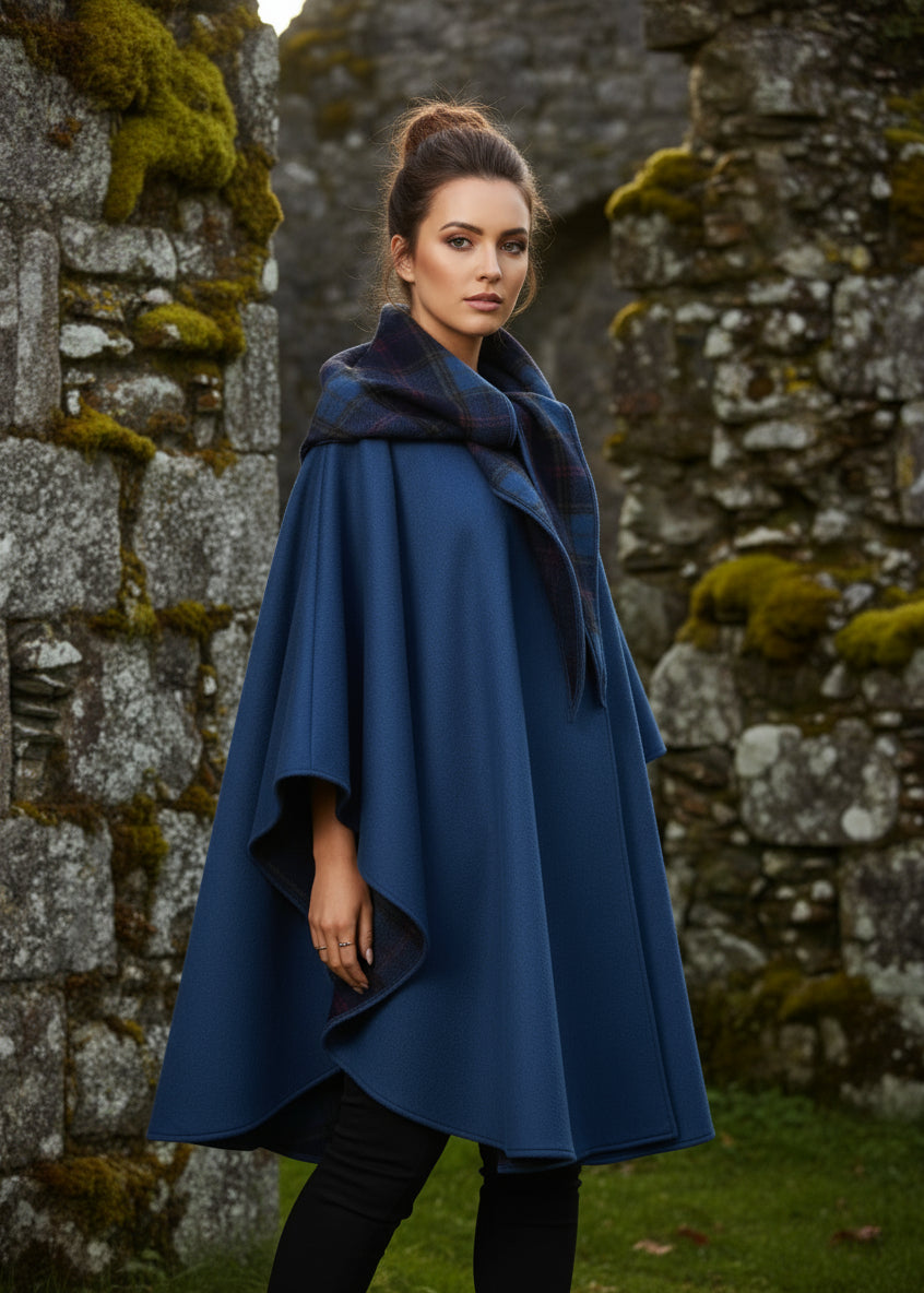 Jimmy Hourihan Classic Teal Wool Walking Cape (No Pockets)