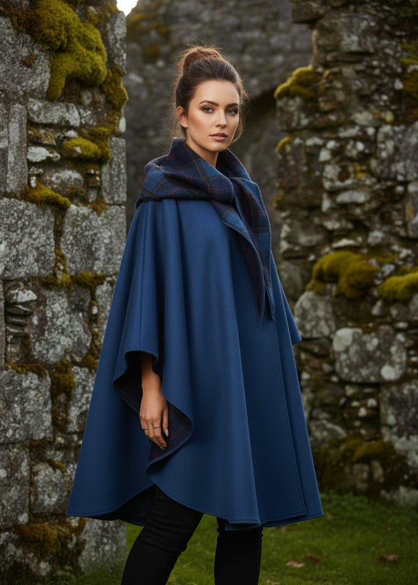 Jimmy Hourihan Classic Teal Wool Walking Cape (No Pockets)