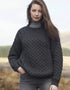 Aran Kildare Merino Wool Sweater | 100% Merino | Made in Ireland | Charcoal