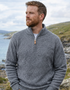 Men's 100% Lambswool Quarter Zip Sweater - Pepper Marl