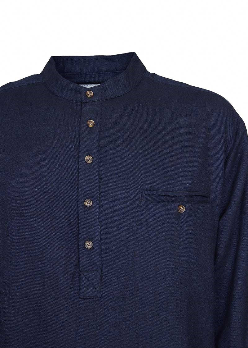Lee Valley Grandfather Shirt | Navy Melange Twill