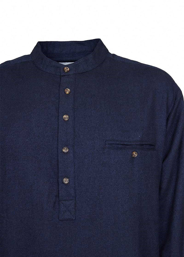Lee Valley Grandfather Shirt | Navy Melange Twill