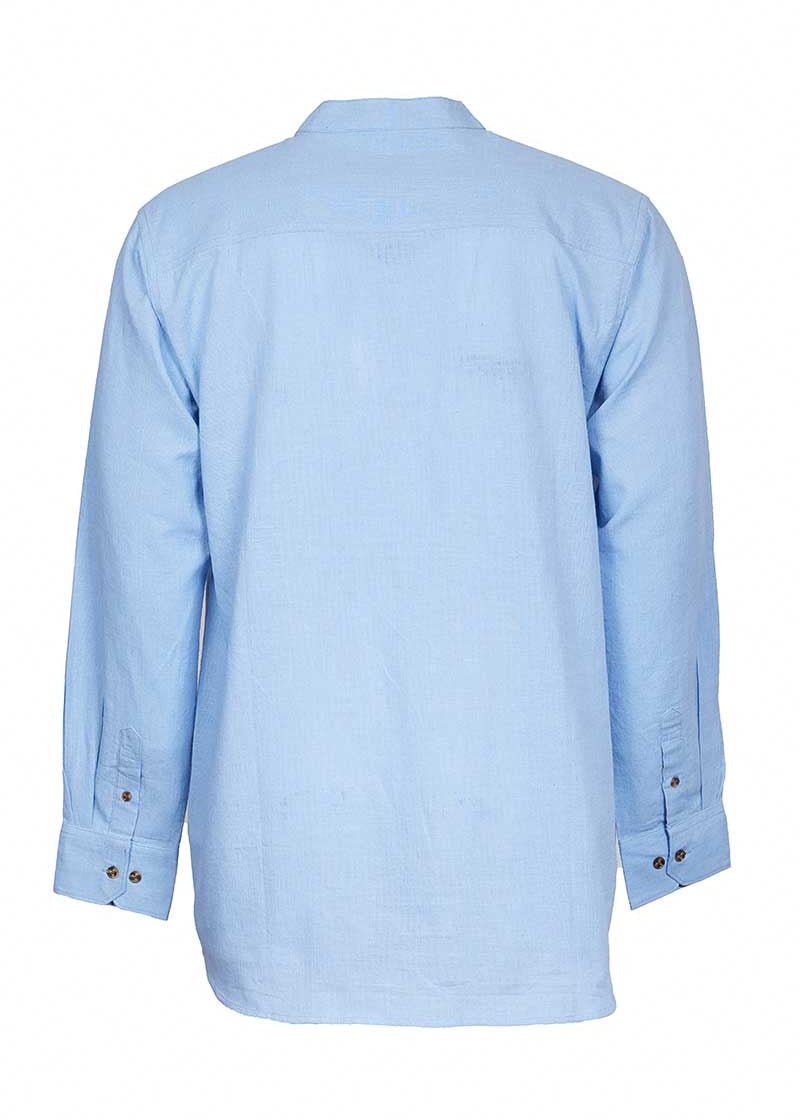 Lee Valley Linen Grandfather Shirt | Melange Sky Blue