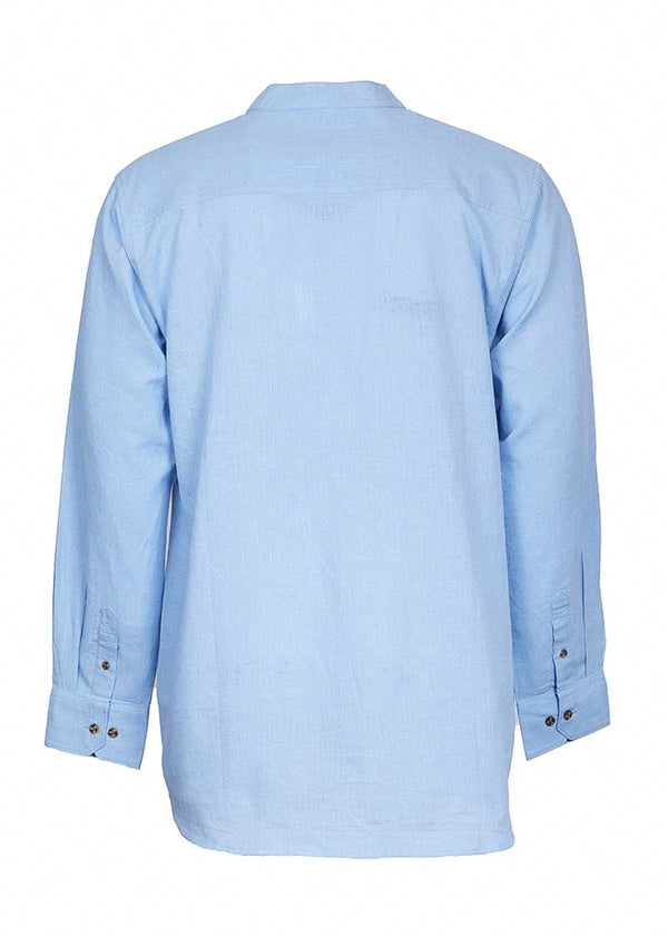 Lee Valley Linen Grandfather Shirt | Melange Sky Blue
