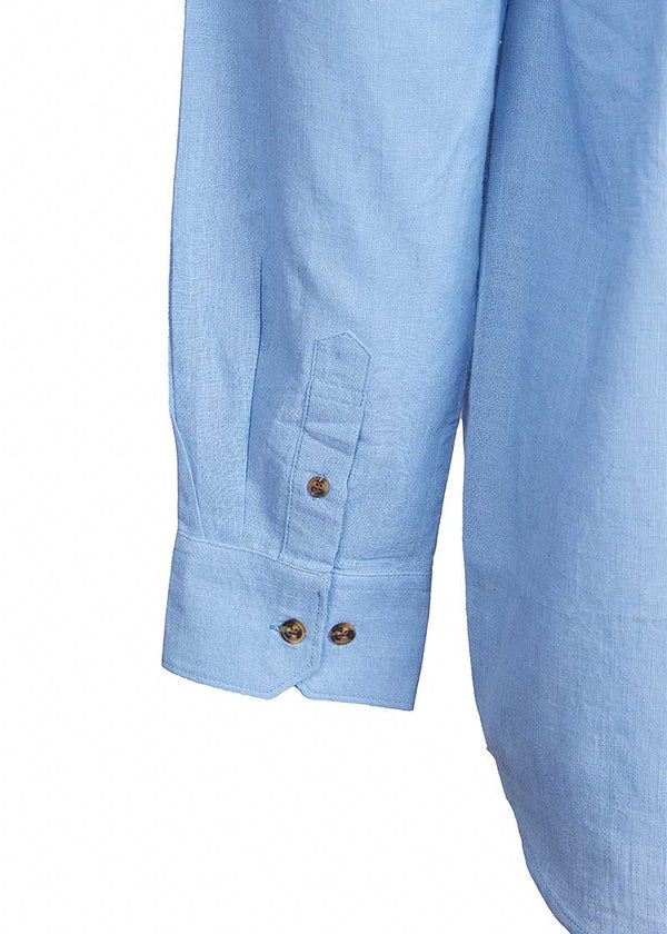 Lee Valley Linen Grandfather Shirt | Melange Sky Blue