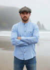 Lee Valley Linen Grandfather Shirt | Melange Sky Blue