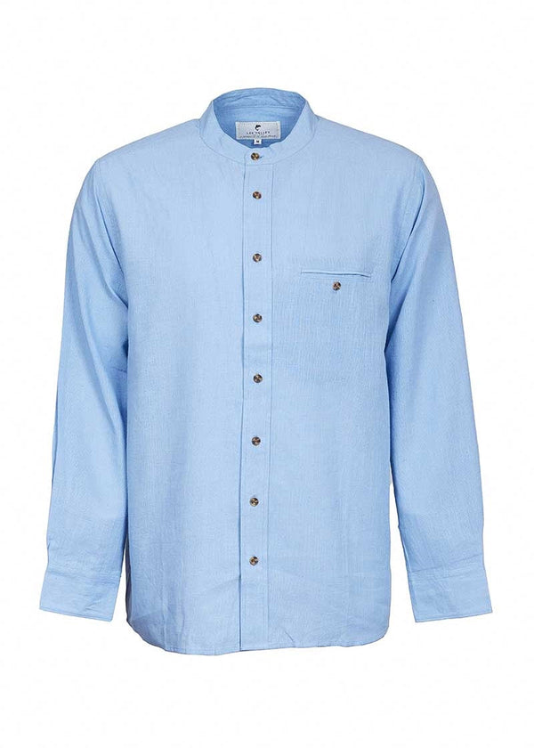 Lee Valley Linen Grandfather Shirt | Melange Sky Blue