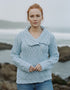 Aran Bikers Claddagh Side Zip Cardigan | Sky Blue
