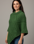 Aran Merino Wool Cowl Poncho | Kiwi | Premium Heritage Knitwear