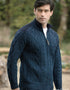 Aran Crafts Men's Full Zip Merino Wool Sweater - Sherwood Green