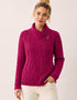 Aran Crafts Women's Berry Shannon Cable Knit Side Zip Merino Wool Jacket | Made in Ireland