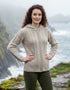 Ladies Merino Wool Aran Hooded Cardigan | Oatmeal