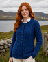 Damen-Aran-Cardigan mit Knöpfen | Blau