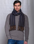 Mucros Alpaca Scarf Navy Blue Brown | Made in Ireland | 100% Alpaca Wool