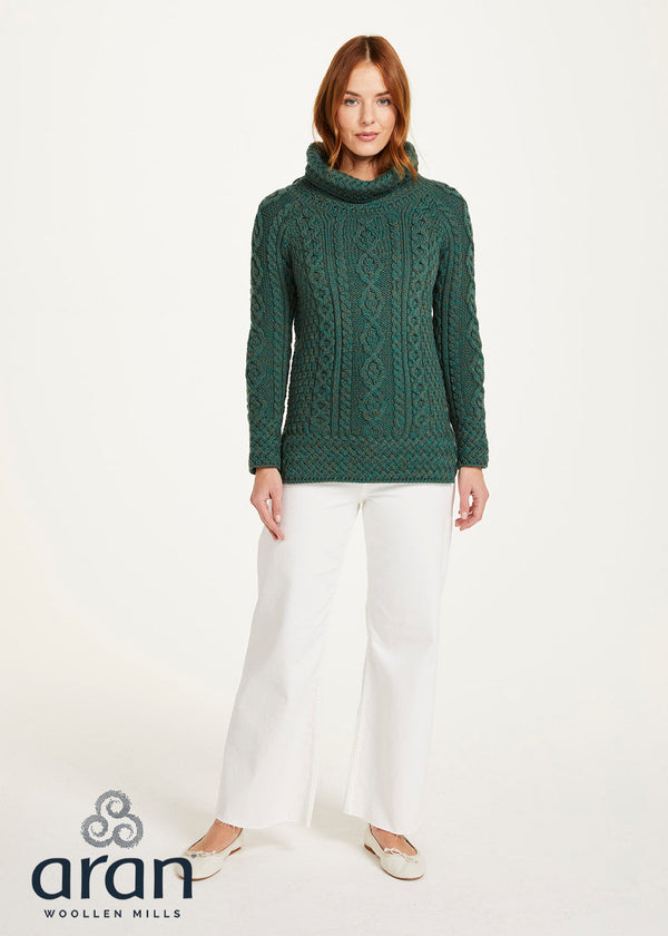 Ladies Aran Roll Neck Sweater